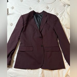 H&M skinny fit maroon blazer
